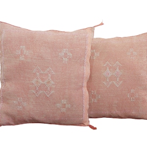 Set of two moroccan pillows - handmade Cactus silk pillows cases - decorative berber pillows.
