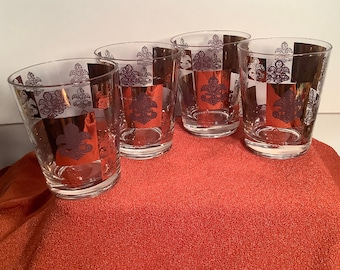 Mid Century Fleur de Lis Bar Glasses