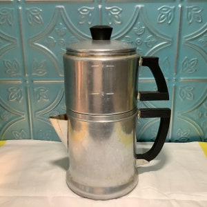 Vintage Camping Coffee Pot KWIK Drip Coffee Maker Pot Makes 8 Cups Aluminum  Pot