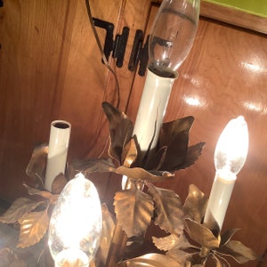 Hollywood Regency Gilded Leaf/Rose Table Lamp image 6