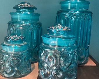 L.E. Smith Blue Canister Set