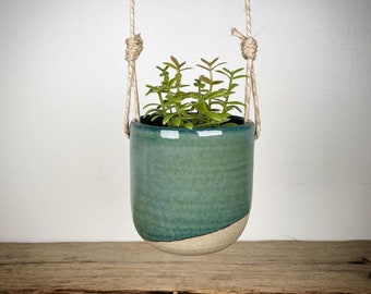 Ceramic hanging planter for indoor or outdoor ready to gift or use.