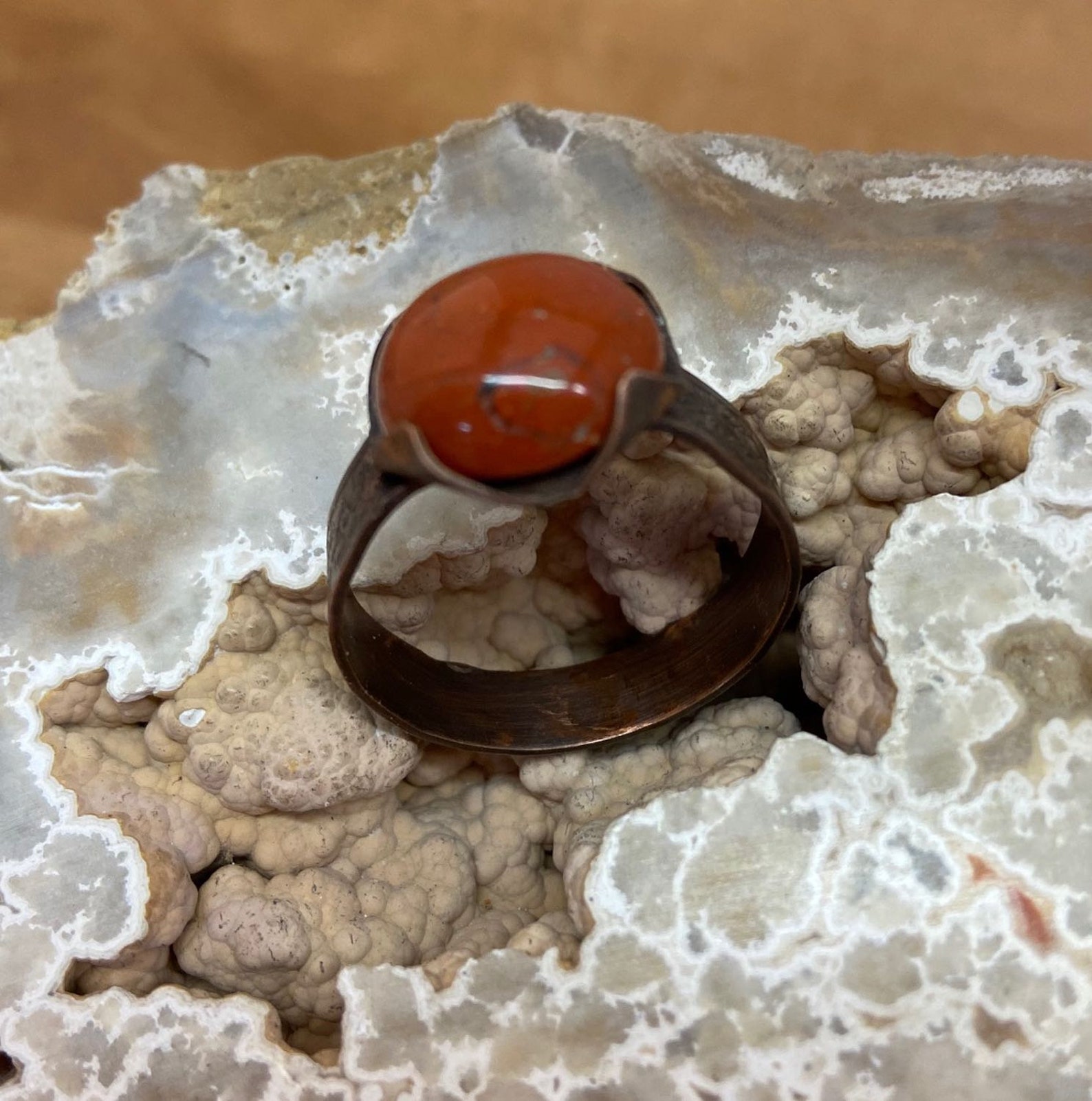 Red Jasper Men's Rustic Ring Etsy
