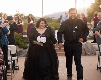 black wedding dress etsy