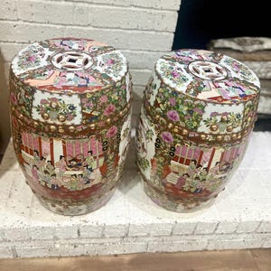 RARE Pink Famille Rose Medallion Garden Stool FREE US Shipping Famille Rose Medallion Garden Seat
