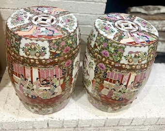 RARE Pink Famille Rose Medallion Garden Stool ***only one left *** FREE US Shipping Famille Rose Medallion Garden Seat