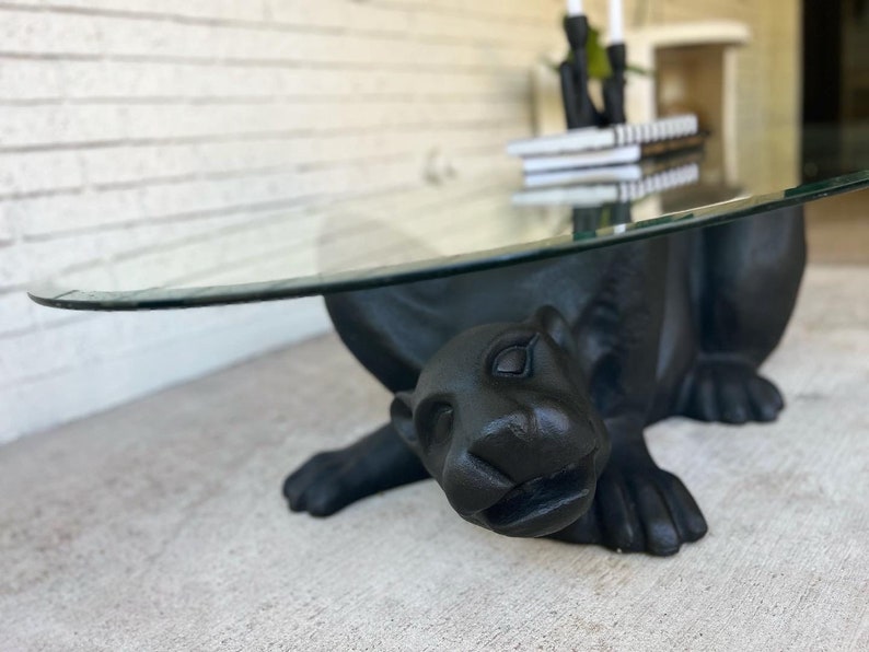 Black Panther Coffee Table Panther Table Figurine Table Animal Etsy