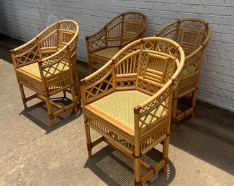 4 Vintage Bamboo Chippendale Brighton Pavilion Style Armchair FREE US SHIPPING Chippendale Chair Bamboo Chair Pavilion