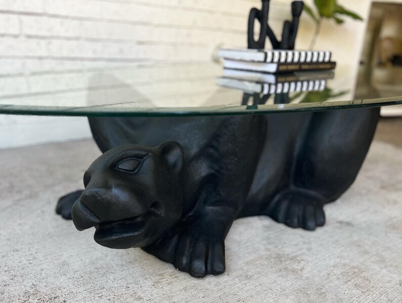 Black Panther Coffee Table Panther Table Figurine Table Animal Etsy