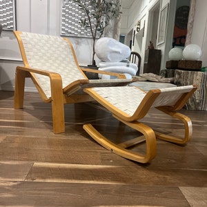 Vintage Ikea &#39;Pulkka&#39; Recliner Lounge Chair + Ottoman FREE US SHIPPING