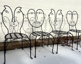 4 Post Modern John Risley Style Chairs FREE US SHIPPING Face Chairs