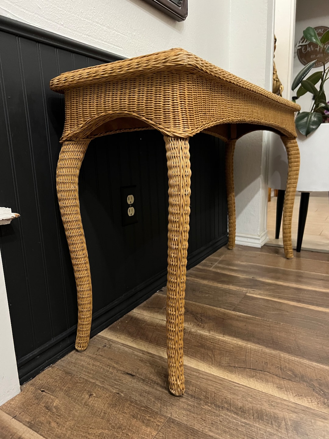 Vintage Wicker Console Table FREE US SHIPPING - Etsy