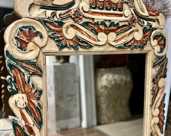 STUNNING Vintage Chinoiserie Foo Dogs Mirror FREE US Shipping 32x46