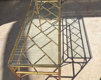 Italian metal gilded Chippendale faux bamboo console table FREE US SHIPPING