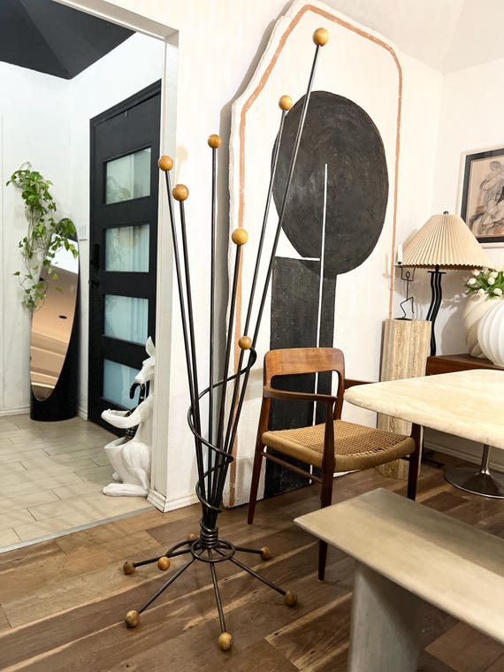 Roger Feraud Mid Century Iron Coat Rack Standcoat Hanger FREE US