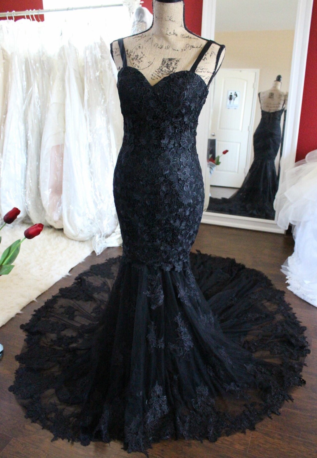 Black Lace Mermaid Dress / Black Dress / Custom Made Black | Etsy