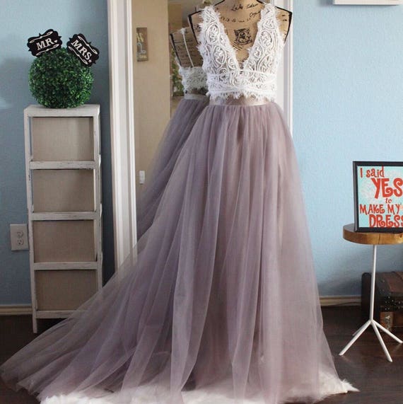 tulle skirt with train