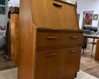 Vintage Teak Writing Desk On Casters FREE US SHIPPING