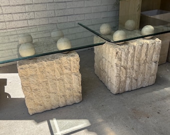 2 Tessellated Stone Postmodern Tables FREE US SHIPPING