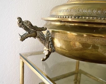 Heavy 1900 Dragon Motif Fruit Basket or Serving Chinese Qing Metal Brass Fruit  Bowl  FREE US SHIPPING neoclassical bowl