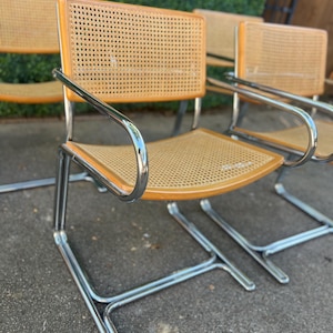 4 RARE Mid Century Cesca Chrome Cane Chairs FREE US Shipping Cantilevered Chairs Chrome Chairs