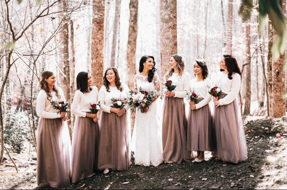 mauve taupe bridesmaid dresses