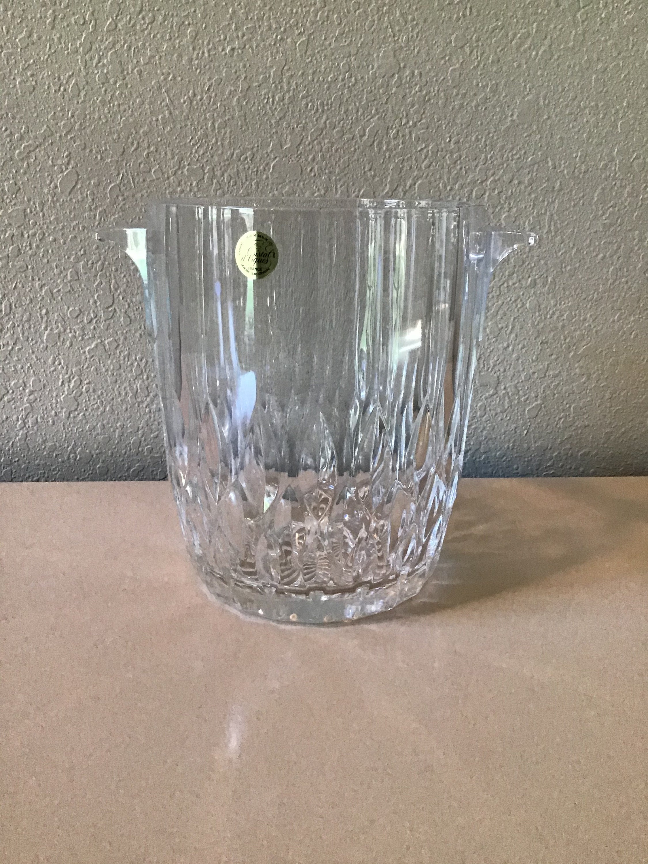 Vintage Crystal Ice Bucket With Handles France Cristal Etsy