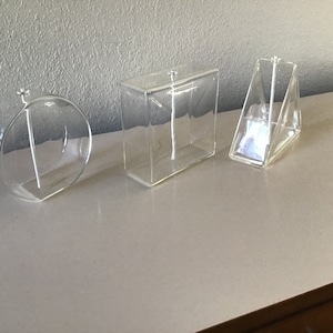 Vintage Glass Oil Lamp, Set of 3 Firelight Glass Oil Candles, Geometric Shapes