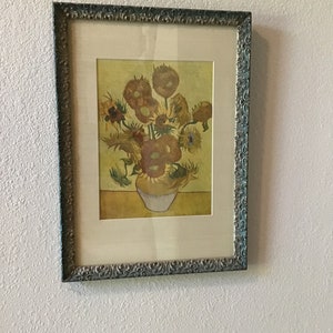 Vintage Van Gogh Sunflower Print, Antique Gilded Frame