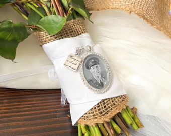 Bride Memorial Gift-Memory Bouquet Charm-Missing You As I Walk Down the Aisle-Attach to Bridal Bouquet-Loss of Loved One-Wedding Memory Loss