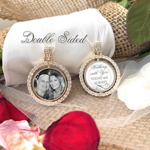 Wedding Memorial Photo Bouquet Charm for Bride-Walking with you today and always-Memory Gift-Remembrance Memory Bridal Wedding-Photograph