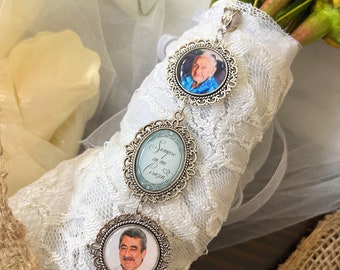 Spanish Memorial Photo Bouquet Charm-Siempre en mi Corazon-Remembrance Gift for Bride on Her Wedding Day to Attach to Bridal Bouquet