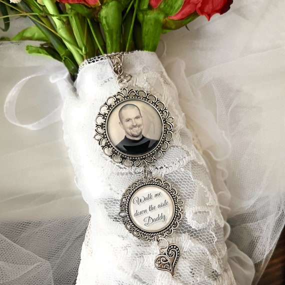 Ciondolo Per Bouquet Da Sposa Con Foto – Holding You In My Heart As I Walk Down The Aisle, Regalo Per Papà - 2