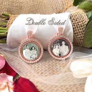 Photo Bouquet Charm for Bride-Loss of Loved One-Photo Memory Gift-Wedding Remembrance-Bridal-Double Sided-Mom Dad Grandpa Grandpa Brother