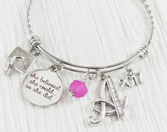 Class of 2026 Graduation Gift for Her- She believed she could so she did-2025 Grad gifts- Bangle Bracelet- College Grad Gifts, Personalized