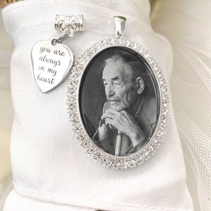 Bride Memory Charm for Bridal Bouquet-Wedding Memorial Bride Gift-Loss of Loved One Memory Gift-You Are Always In My Heart-Wedding Keepsake