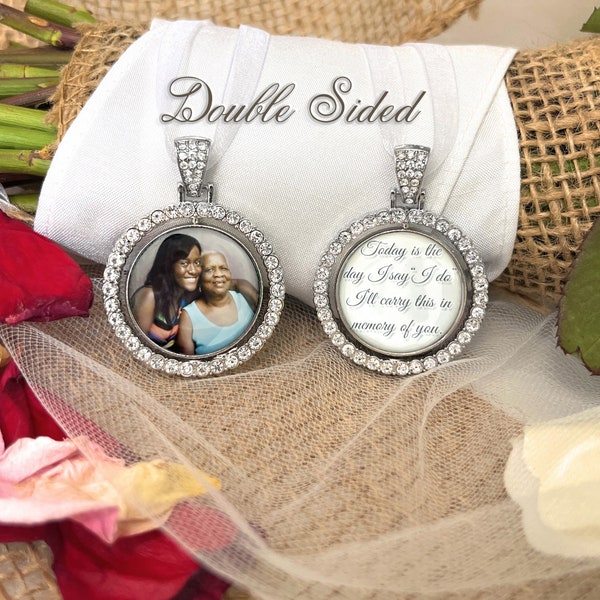 Memorial Photo Bouquet Charm-Oggi è il giorno in cui dico che lo porterò in memoria di te-Bride Memory Gift-Bridal Wedding Charm-Double Side