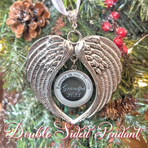 Forever In Our Hearts Memorial Ornament-Personalized Christmas Memory Gift with Picture-Remembrance-In Loving Memory Grandpa Grandma Mom Dad