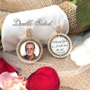 Bridal Memorial Bouquet Charm-Missing You As I Walk Down The Aisle-Photo Memory Gift-Remembrance-Loss of Loved One-Attach to Bridal Bouquet