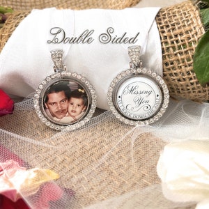 Wedding Memorial Bouquet Charm for Bride-Missing You As I Walk Down The Aisle-Photo Memory Gift-Remembrance-Loss of Loved One-Bereavement