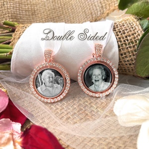 Abalorio de ramo conmemorativo de fotos para novia-dos fotos-pérdida de un ser querido-regalo de memoria de foto-recuerdo-novia-doble cara-mamá papá abuelo abuelo