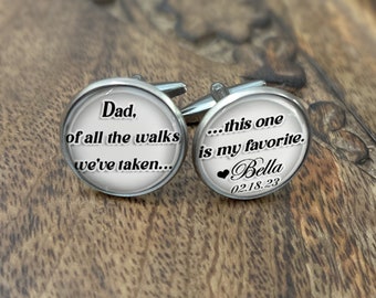 Father of the Bride Cuff Links from Bride-Personalized Cufflinks to Dad from Daughter-Father Wedding Day Gift-Custom Name and Wedding Date