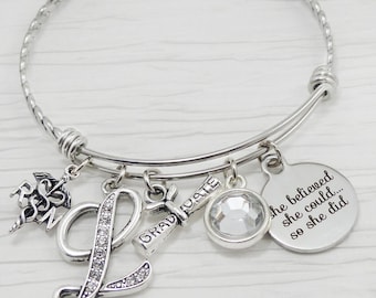 RN Graduation GIFT- She believed she could so she did Jewelry-Nursing Grad gifts-Bangle Bracelet- Medical, Personalized, Graduation Bracelet