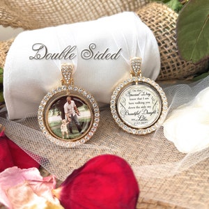 Loss of Dad Remembrance Gift for Bride-Memorial Photo Bouquet Charm-Memory Gift-Bridal Wedding Memory Charm-Loss of Loved One-Keepsake-Mom