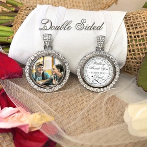 Wedding Photo Memory for Bride&#39;s Bouquet-Remembrance Loss of Dad-Photo Memory Gift-Bridal Bouquet Charm to Attach to Bridal Bouquet-Memorial