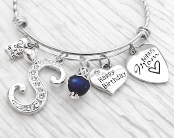 Bonus Mom Jewelry- Bransoletka dla macochy, Bransoletka z zawieszkami- Rozszerzalna bransoletka- Prezenty urodzinowe- Jesteś kochany, Bransoletka Bonus Mom