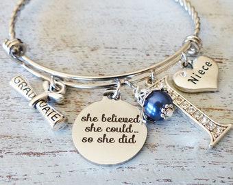 Abschlussgeschenk für Nichte - Abschlussarmband für sie, High School Senior Grad Geschenke, Schmuck, College Grad Geschenke, Absolvent, 2022