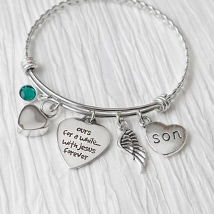 Bijoux d&#39;urne de crémation pour cendres-notre pendant un moment avec Jésus pour toujours Bracelet-cadeau commémoratif-mémorial de perte-aile d&#39;ange-souvenir-perte de fils