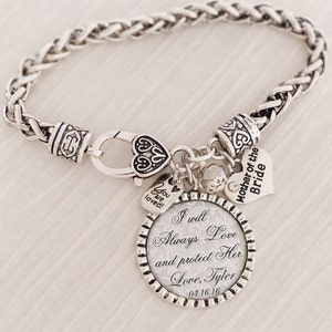 Mother of the Bride BRACELET- Gift from Groom to Mother in Law-Wedding Bracelet-Personalized Bracelet- Mob Gift- Love- Wedding Jewelry-Date