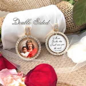 Wedding Memorial Bouquet Charm for Bride-Mom On This Day I Will Miss You The Most-Photo Memory Gift-Remembrance-Loss of Loved One Keepsake